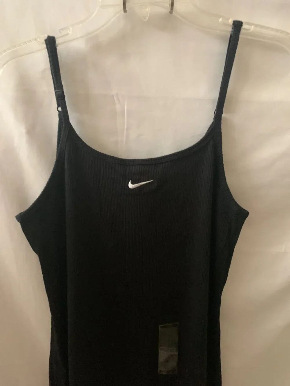 NIKE SPORTSWEAR Essential Ribbed Bodycon Knit Mini Dress in Black Sz LARGE